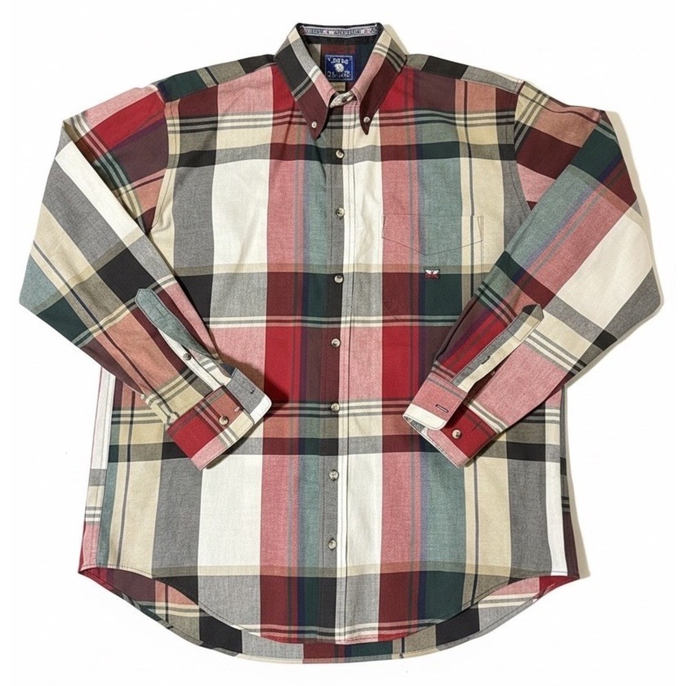 Vintage Texas Cotton Plaid Button Up Shirt R/L‎ Made in USA Long Sleeve